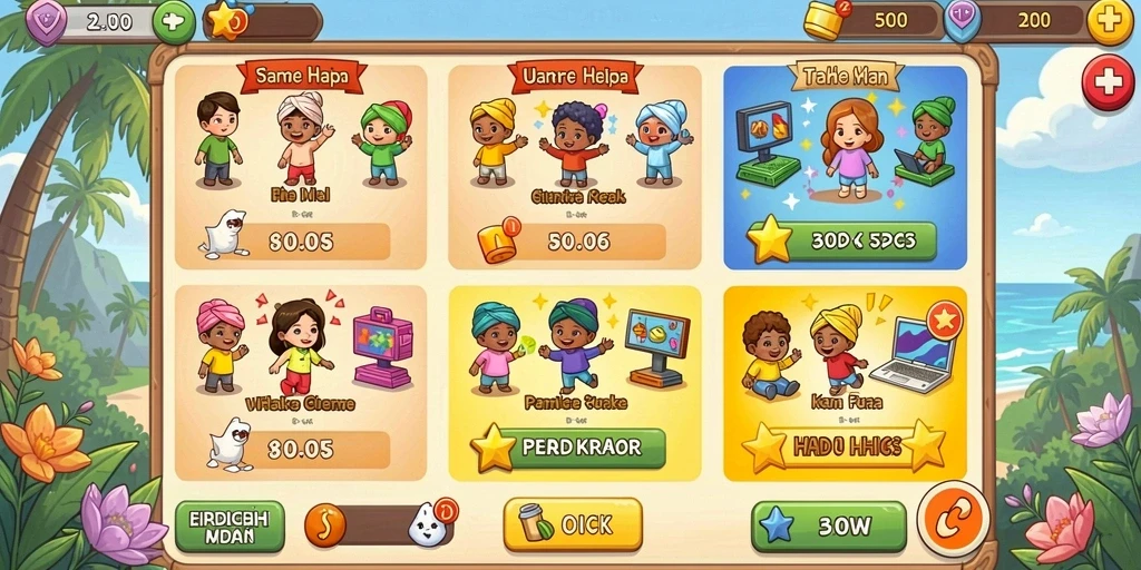 Karakter unik dan item menarik untuk dikumpulkan.